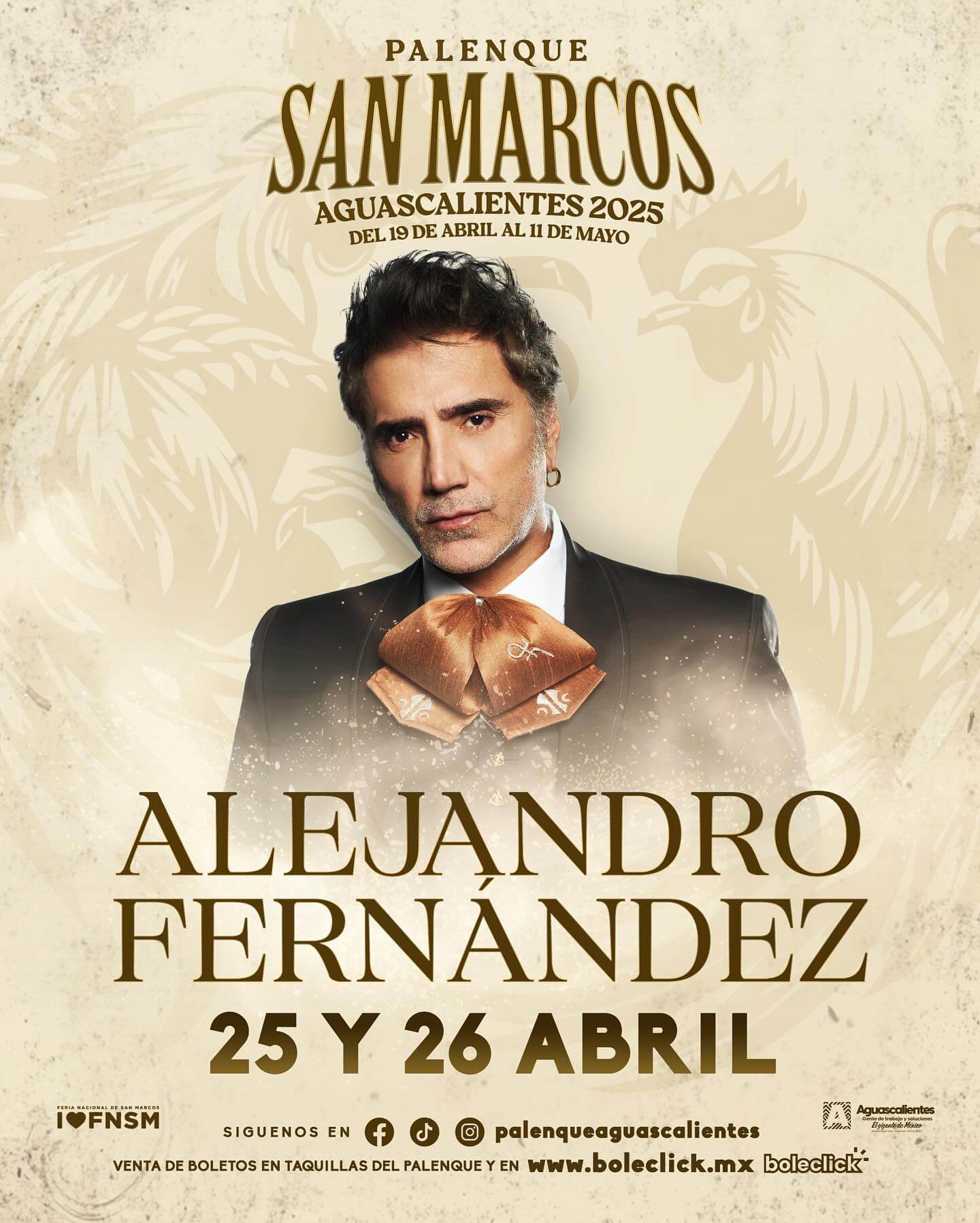boletos Alejandro Fernandez palenque feria de san marcos aguascalientes 2025