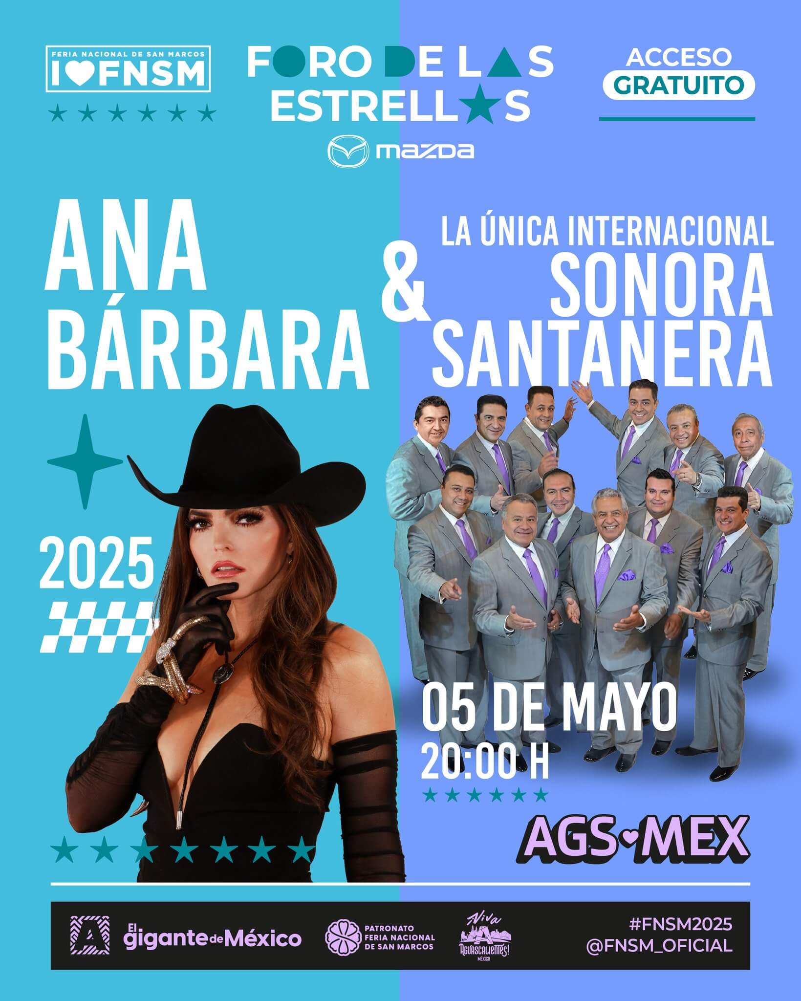 boletos Ana Barbara Sonora Santanera foro de las estrellas mazda feria de san marcos aguascalientes 2025