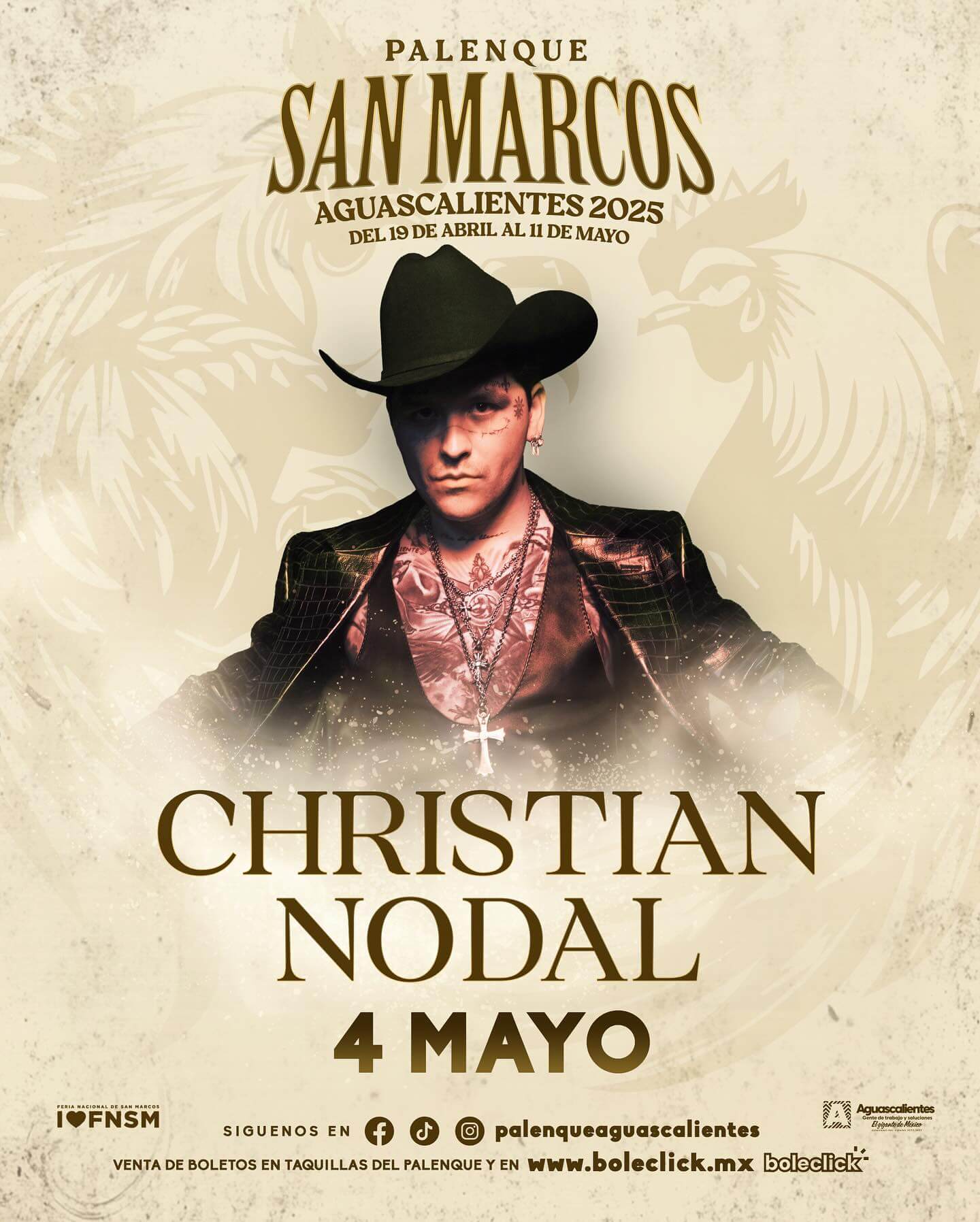 boletos Christian Nodal palenque feria de san marcos aguascalientes 2025