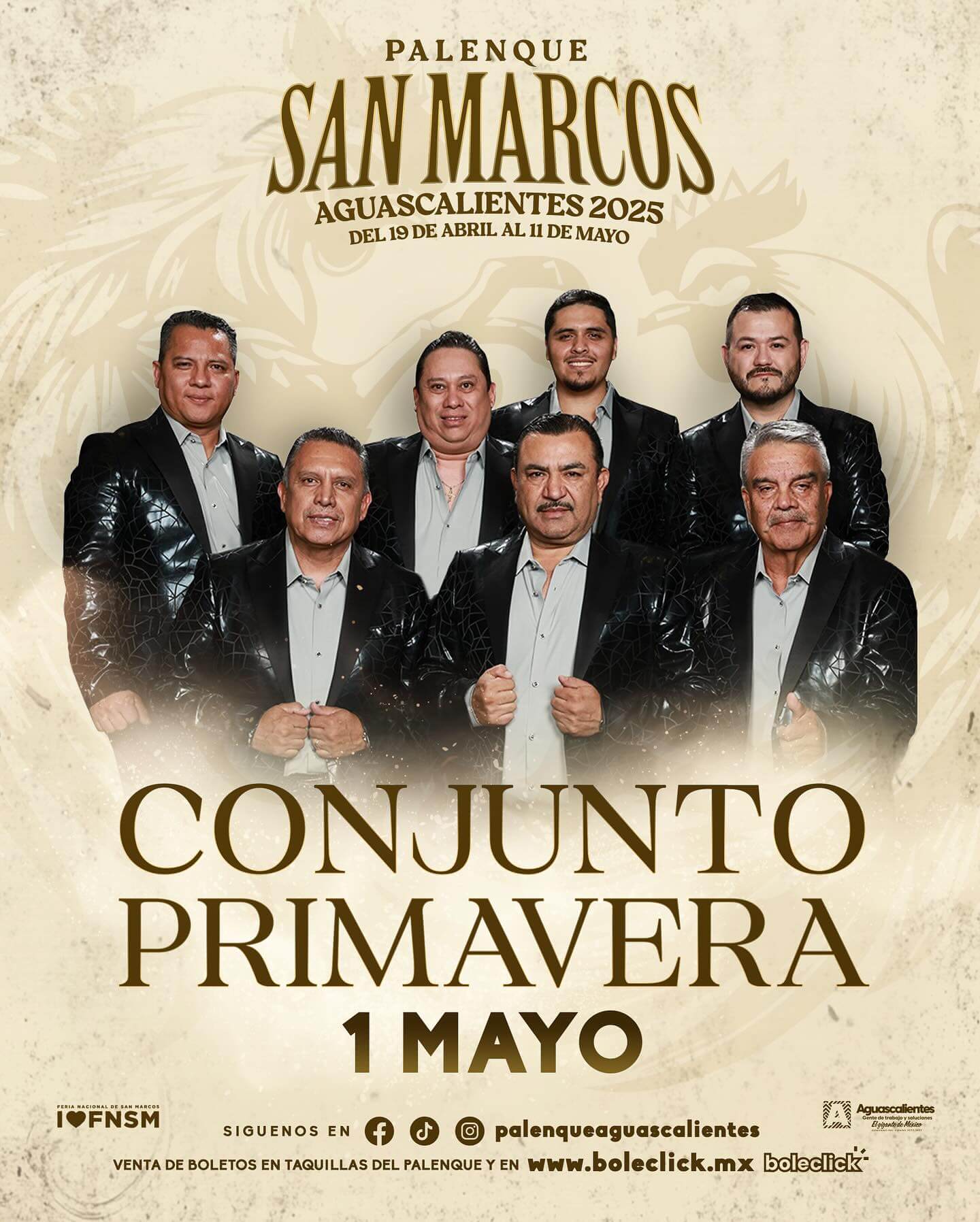 boletos Conjunto Primavera palenque feria de san marcos aguascalientes 2025