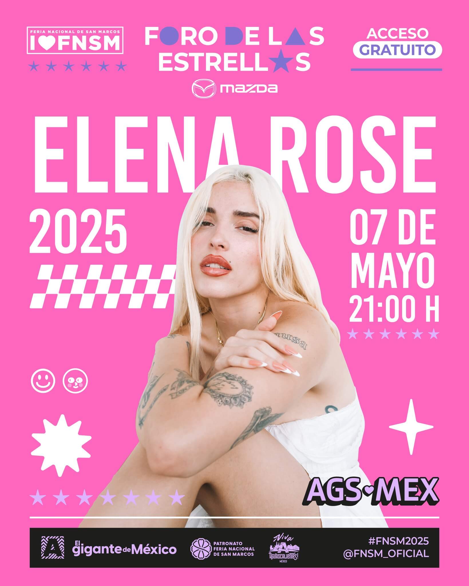boletos Elena Rose foro de las estrellas mazda feria de san marcos aguascalientes 2025