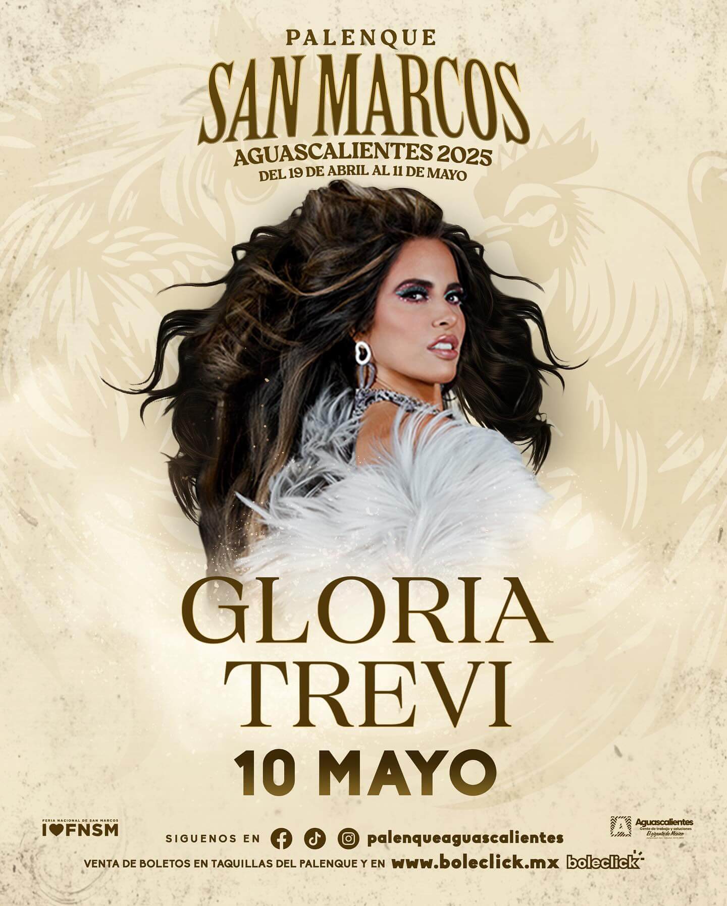 boletos Gloria Trevi palenque feria de san marcos aguascalientes 2025