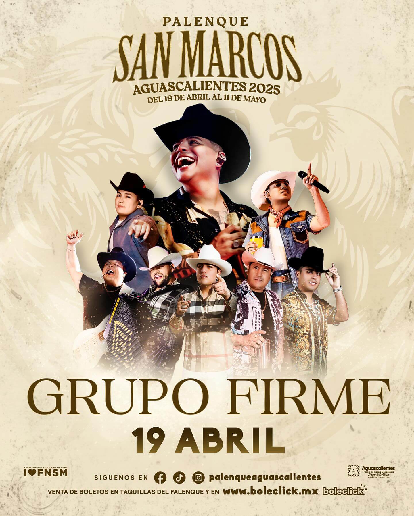 boletos Grupo Firme palenque feria de san marcos aguascalientes 2025