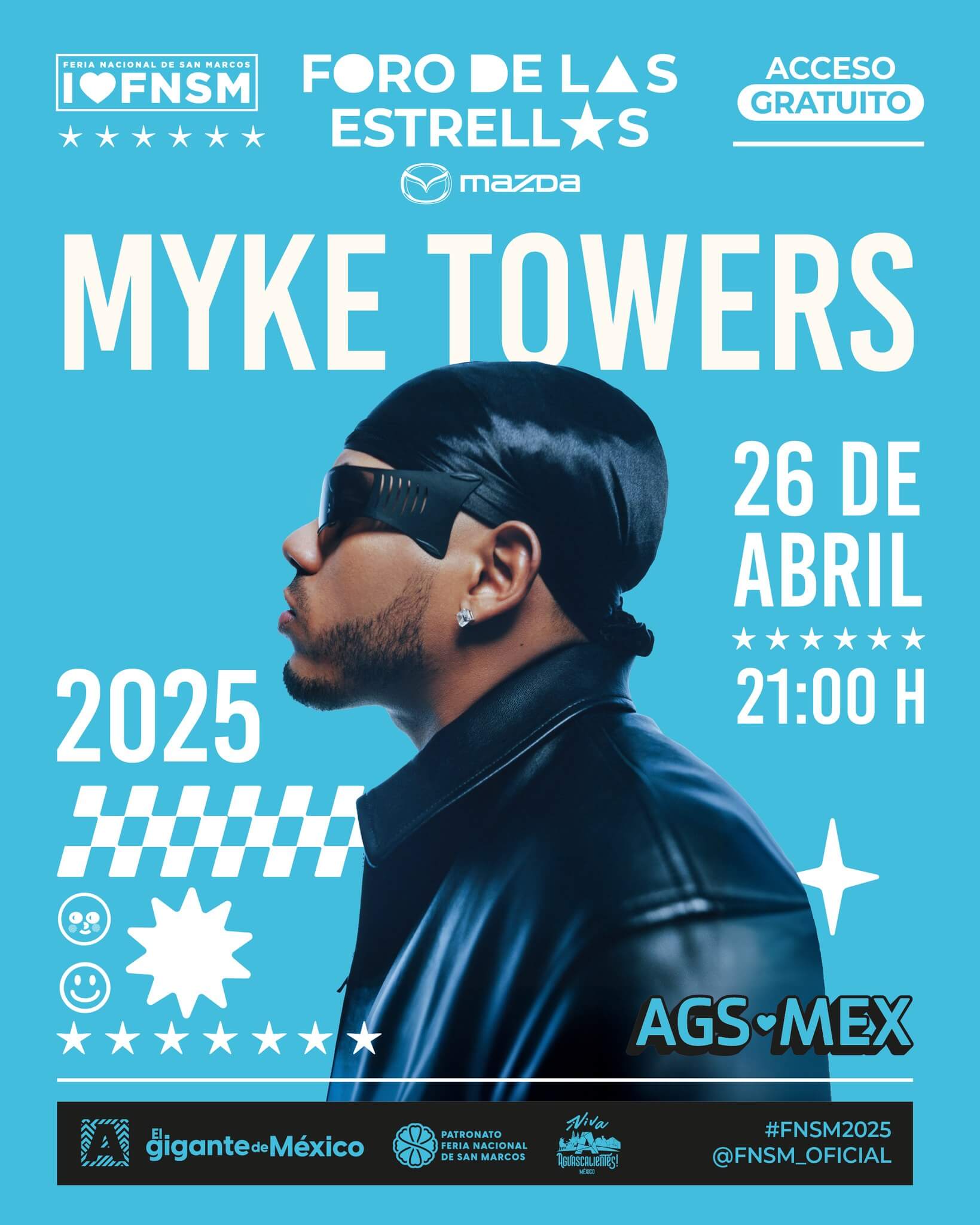 boletos Mike Towers foro de las estrellas mazda feria de san marcos aguascalientes 2025