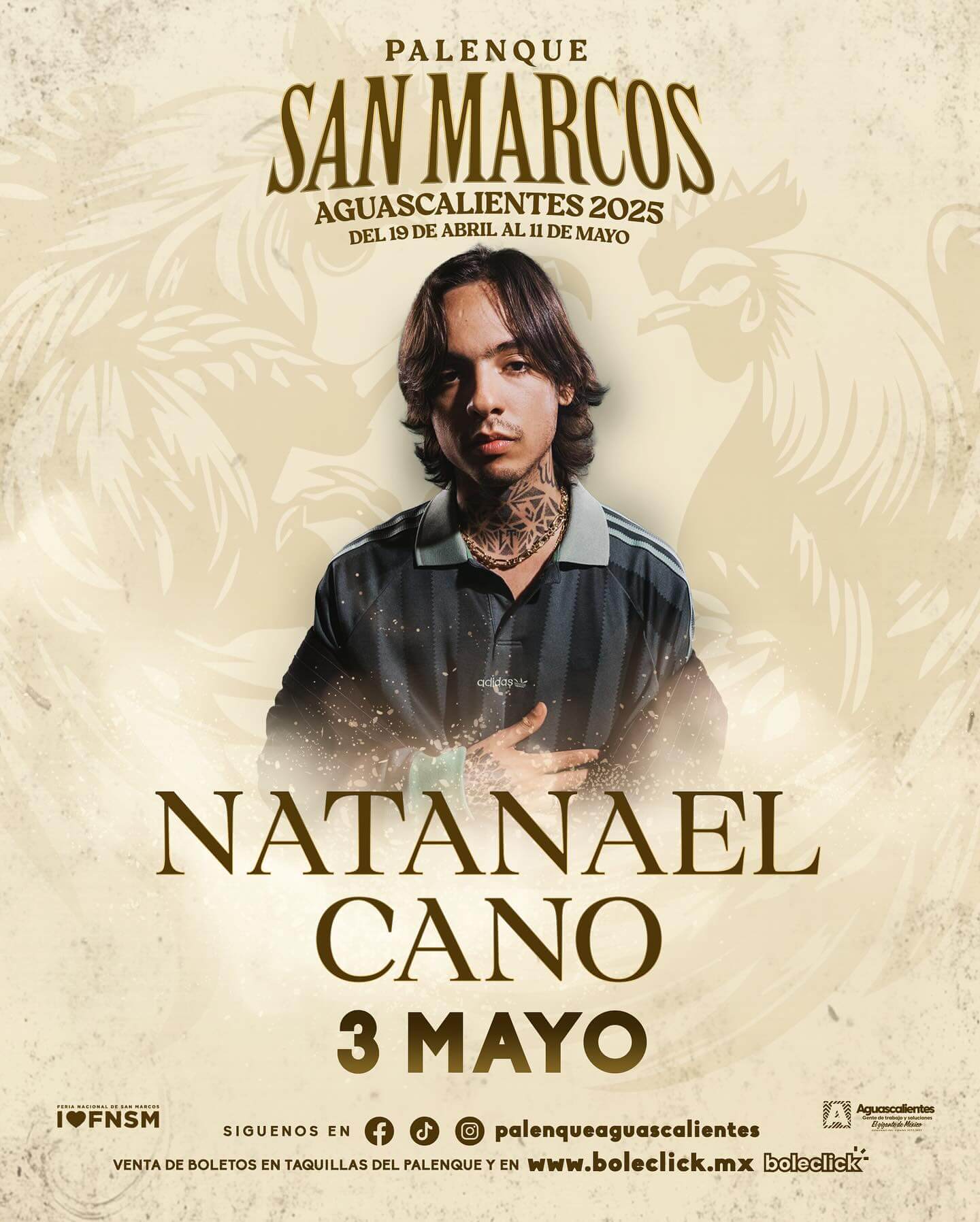 boletos Natanael Cano palenque feria de san marcos aguascalientes 2025
