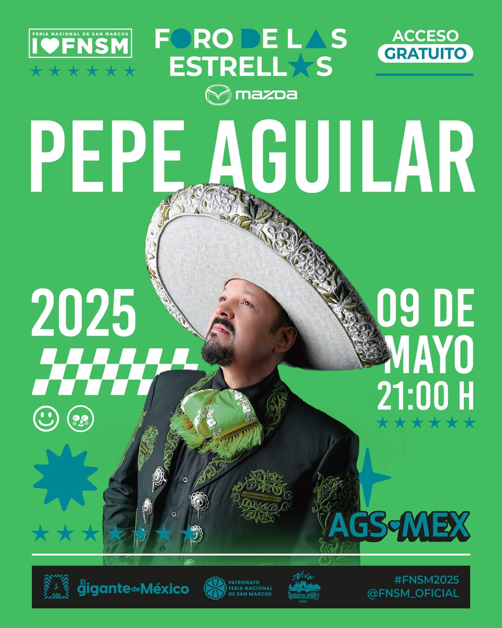 boletos Pepe Aguilar foro de las estrellas mazda feria de san marcos aguascalientes 2025