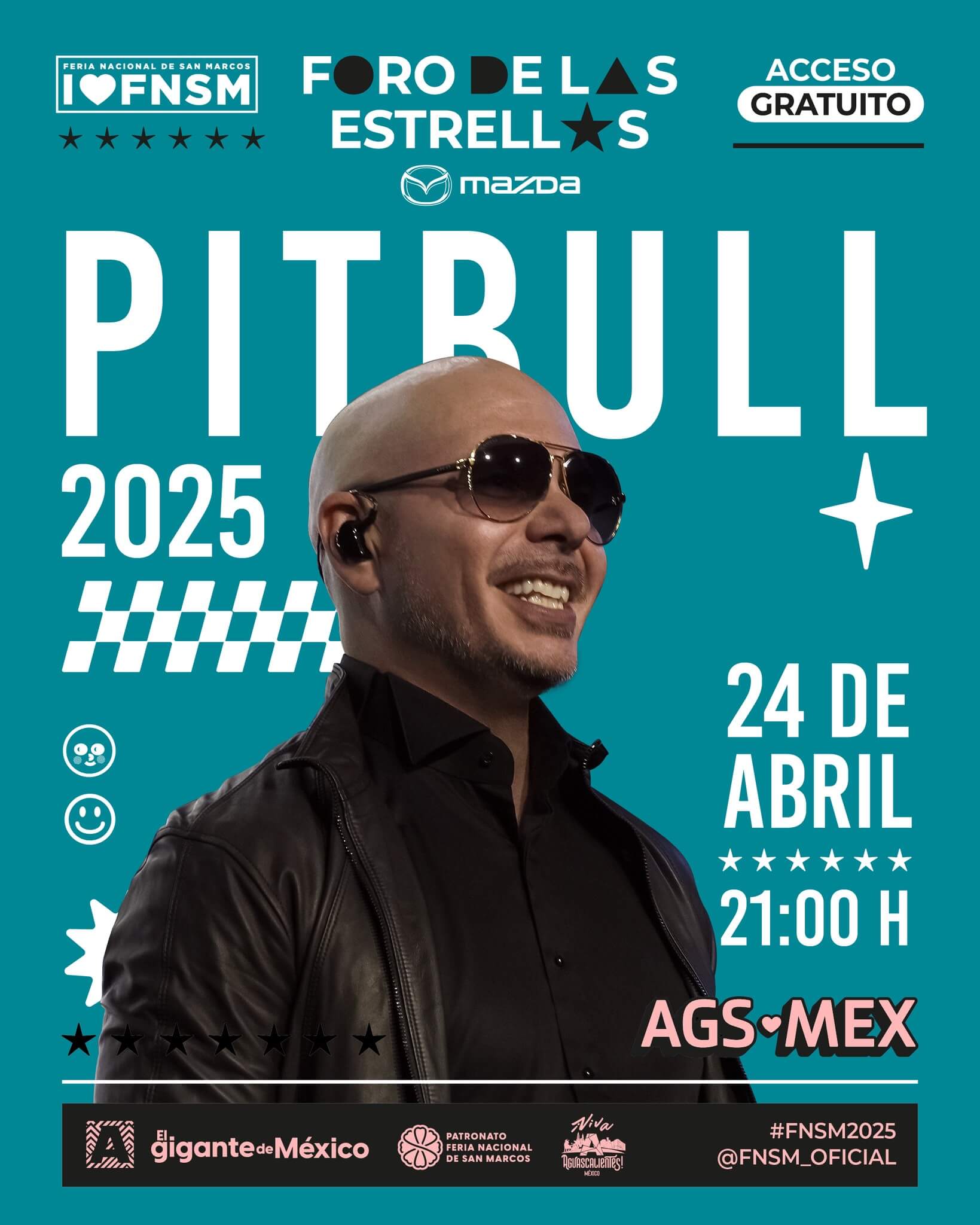 boletos Pitbull foro de las estrellas mazda feria de san marcos aguascalientes 2025