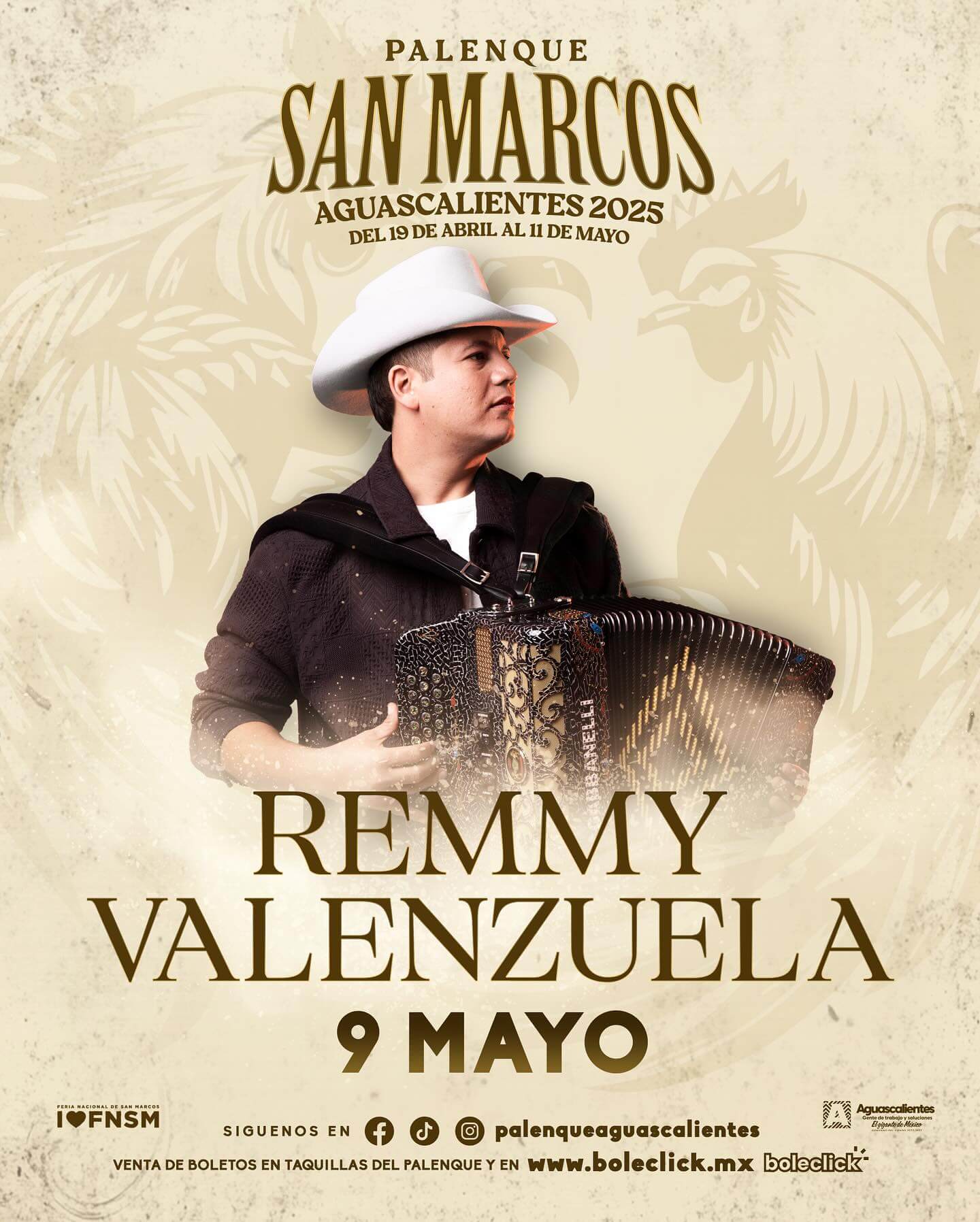 boletos Remmy Valenzuela palenque feria de san marcos aguascalientes 2025