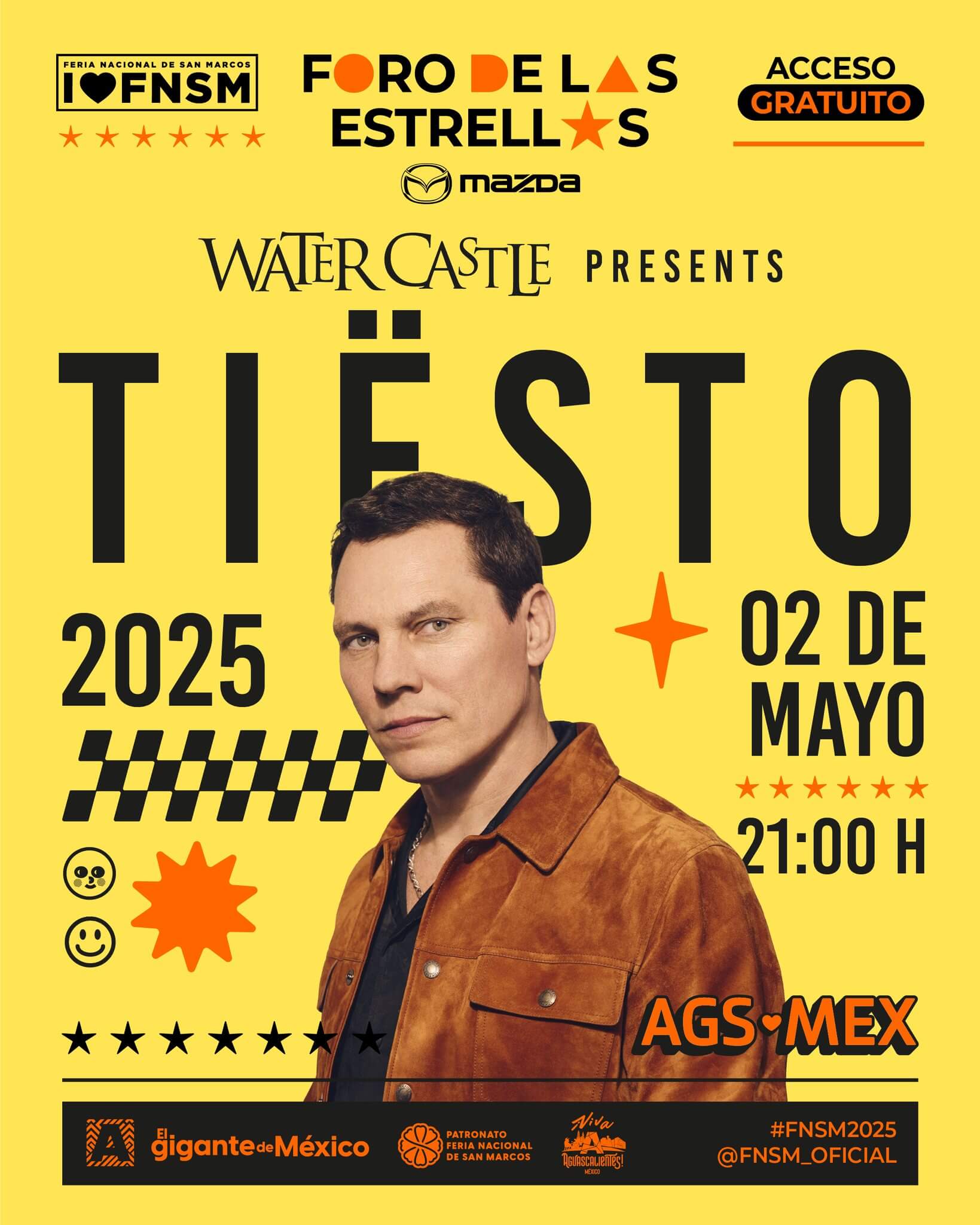 boletos Tiesto foro de las estrellas mazda feria de san marcos aguascalientes 2025